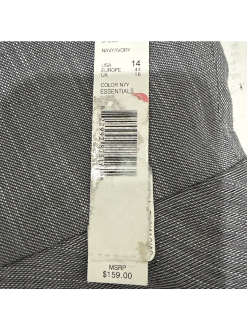 Antonio Melani Dress Navy Blue Gray Sheath Short Peplum Empire Size 14 - Picture 7 of 14